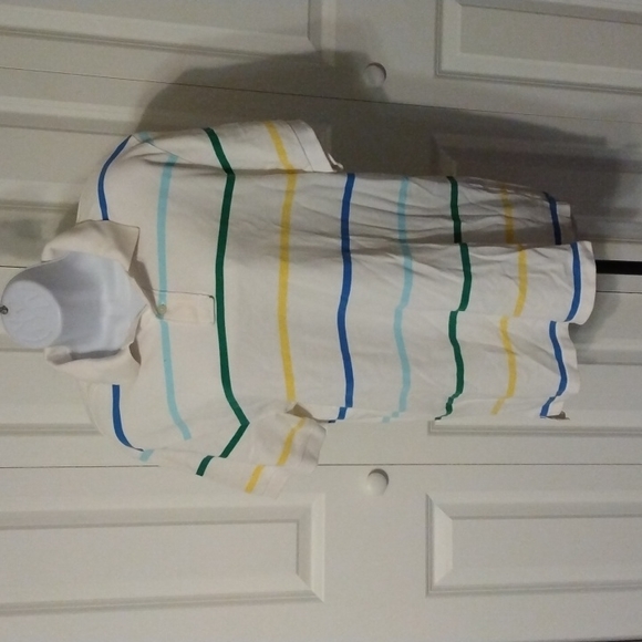 J. Crew, M and white with multi color strips - Picture 1 of 2